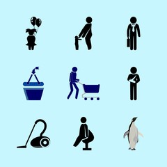 icons about Human with house, office, one, brand and sweetness