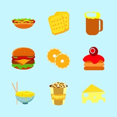 icons about Food with orange, tasty, spaghetti, restaurant and burger