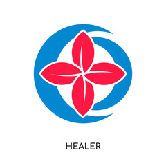 healer logo isolated on white background , colorful vector icon, brand sign & symbol for your business