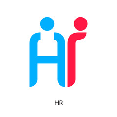 hr logo design isolated on white background , colorful vector icon, brand sign & symbol for your business
