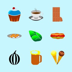 icons about Food with hot, decoration, sweets, bread and bar