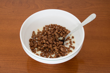 Yogurt and cereal rice in a bowl