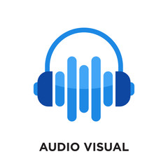 audio visual logo isolated on white background , colorful vector icon, brand sign & symbol for your business