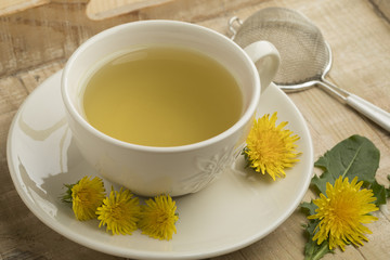 Cup of healthy dandelion tea