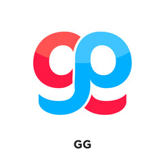gg logo design isolated on white background , colorful vector icon, brand sign & symbol for your business