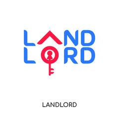 landlord logo isolated on white background , colorful vector icon, brand sign & symbol for your business