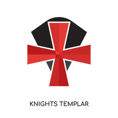 knights templar logo isolated on white background , colorful vector icon, brand sign & symbol for your business