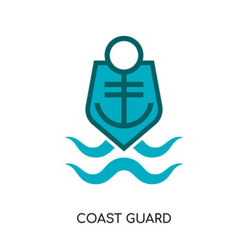 Coast Guard Logo Isolated On White Background , Colorful Vector Icon, Brand Sign & Symbol For Your Business