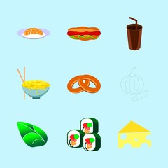 icons about Food with pastry, farm, nature, leaf and chinese