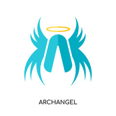 archangel logo isolated on white background , colorful vector icon, brand sign & symbol for your business
