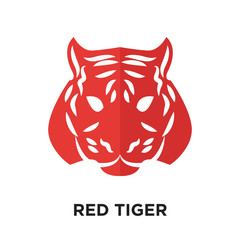 red tiger logo isolated on white background , colorful vector icon, brand sign & symbol for your business