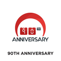 90th anniversary logo isolated on white background , colorful vector icon, brand sign & symbol for your business