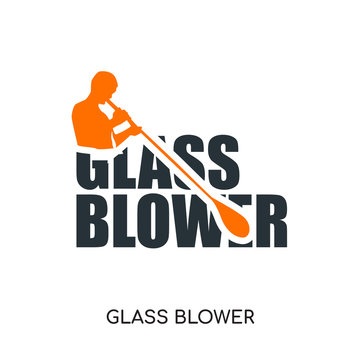 glass blower logo isolated on white background , colorful vector icon, brand sign & symbol for your business