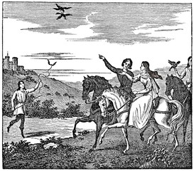 Falconry (from Das Heller-Magazin, October 11, 1834)