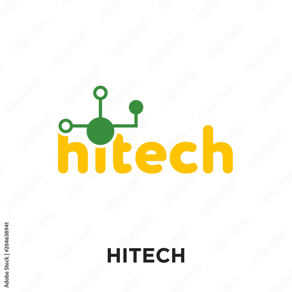 Wall mural hitech logo isolated on white background , colorful vector icon, brand sign & symbol for your business