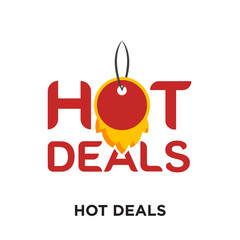 hot deals logo isolated on white background , colorful vector icon, brand sign & symbol for your business