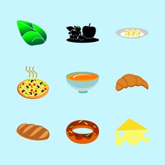 icons about Food with cheese, croissant, cake, organic and restaurant