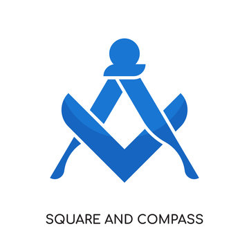 square and compass logo isolated on white background , colorful vector icon, brand sign & symbol for your business
