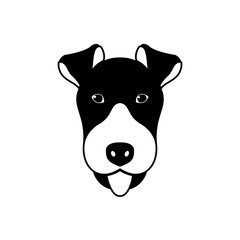 Portrait of  Fox Terrier, black and white flat style. Vector illustration.