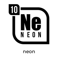 neon symbol periodic table isolated on white background , black vector sign and symbols
