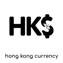 hong kong currency symbol isolated on white background , black vector sign and symbols