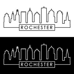 Rochester skyline. Linear style. Editable vector file.