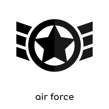 air force symbol old isolated on white background , black vector sign and symbols