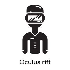 Oculus rift icon isolated on white background , black filled vector sign and symbols