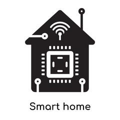 Smart home icon isolated on white background , black filled vector sign and symbols
