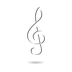 Treble Clef icon, Musical key, simple vector icon