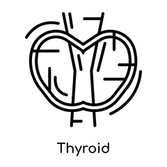 Thyroid icon isolated on white background , black outline sign, linear modern symbol