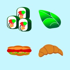 icons about Food with seaweed, hotdog, fastfood, sushi rools and hamburger