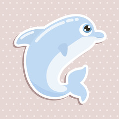 Cute dolphin sticker vector illustration.
