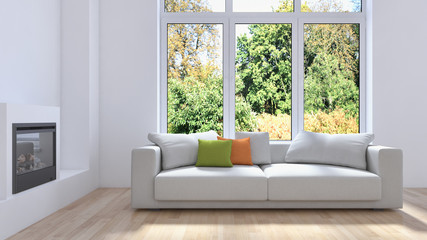 Modern bright interiors apartment 3D rendering illustration