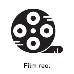 Film reel icon isolated on white background , black filled vector sign and symbols
