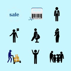 icons about Human with simple, conference, adult, shop and solution