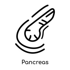 Obraz premium Pancreas icon isolated on white background , black outline sign, linear modern symbol