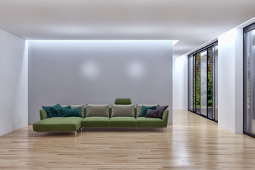 Modern bright interiors apartment 3D rendering illustration