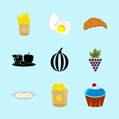 icons about Food with bunch, cookies, vitamins, sweets and vanilla