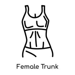 Female Trunk icon isolated on white background , black outline sign, linear modern symbol