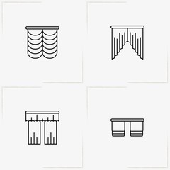 Curtains & Blinds line icon set with  and curtains