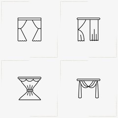 Curtains & Blinds line icon set with  and curtains