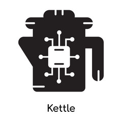 Kettle icon isolated on white background , black filled vector sign and symbols