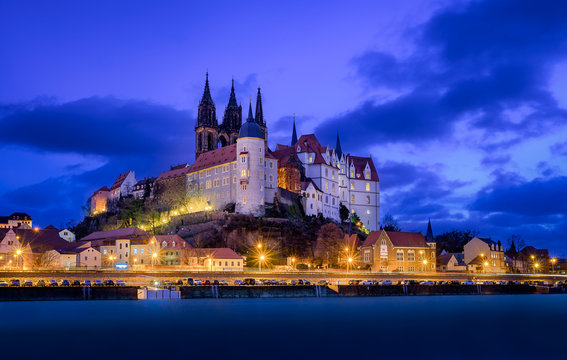 Albrechtsburg Meißen zur blauen Stunde.