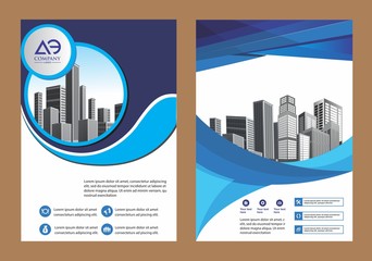 modern cover, brochure, layout for annual report with city background