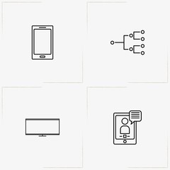 Communications line icon set with mobile , local network and message sending