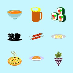 icons about Food with bbq, meat, salmon, tasty and vine