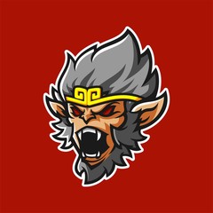 monkey king esport gaming mascot logo template
