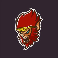 monkey king esport gaming mascot logo template