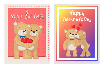 I Love You and Me Teddy Bears Vector
